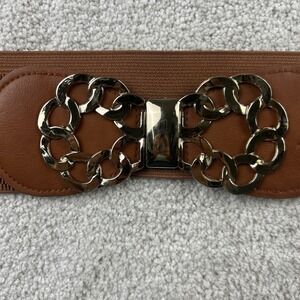 Women Rue21 Etc! Metal Buckle Faux Leather Belt‎ Stretch Dress Cinch Waistband